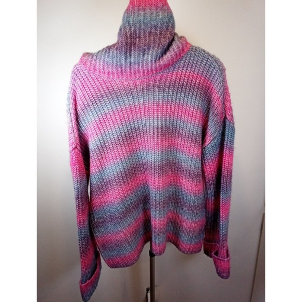 Women's Tribal Jeans Striped Cowl Neck Sweater Blue Frosting‎ Size Extra Large